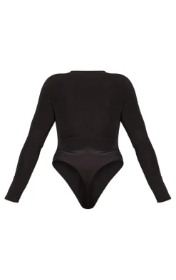 Shape Black Slinky Long Sleeve Bodysuit