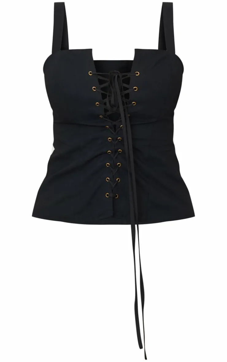 Outlet PrettyLittleThing Shape Square Neck Long Line Cargo Corset Top Black