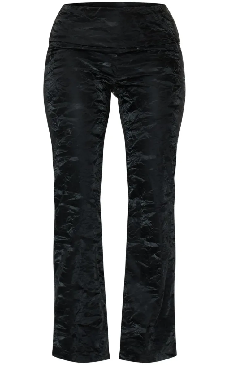 New PrettyLittleThing Shape Washed Faux Leather Panel Detail Pants Black