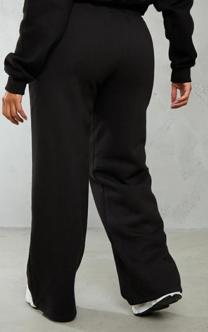 Shape Black Wide Leg Ruched Waist Sweatpants