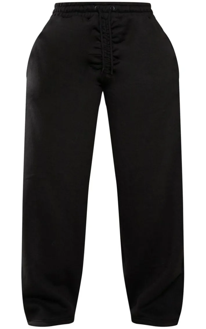 Shape Black Wide Leg Ruched Waist Sweatpants