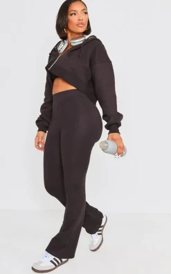 Clearance PrettyLittleThing Shape Zip Front Long Sleeve Cropped Hoodie Black