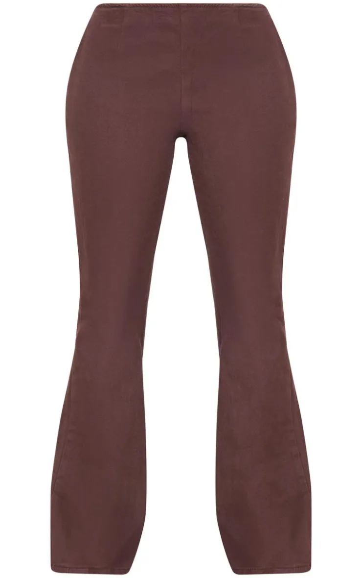 Outlet PrettyLittleThing Shape Denim Lace Up Back Flare Jeans Brown
