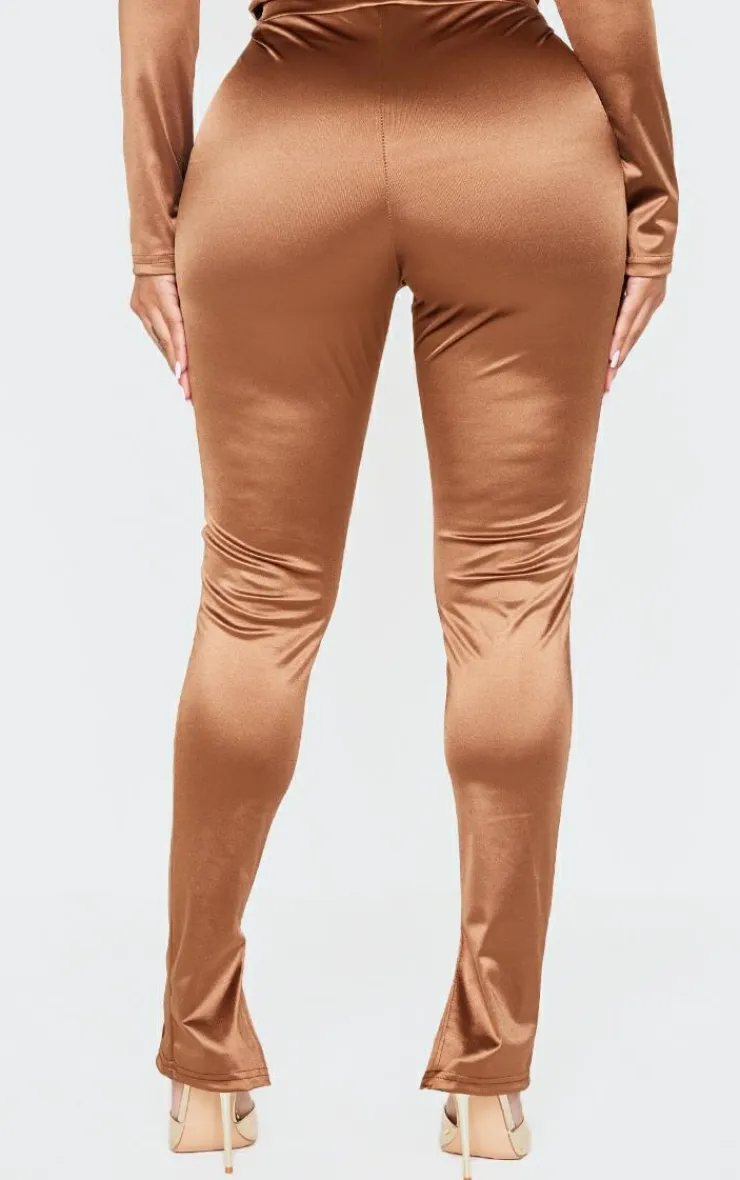 Outlet PrettyLittleThing Shape Disco Sculpt Pintuck Leggings Brown