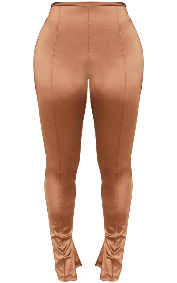Outlet PrettyLittleThing Shape Disco Sculpt Pintuck Leggings Brown