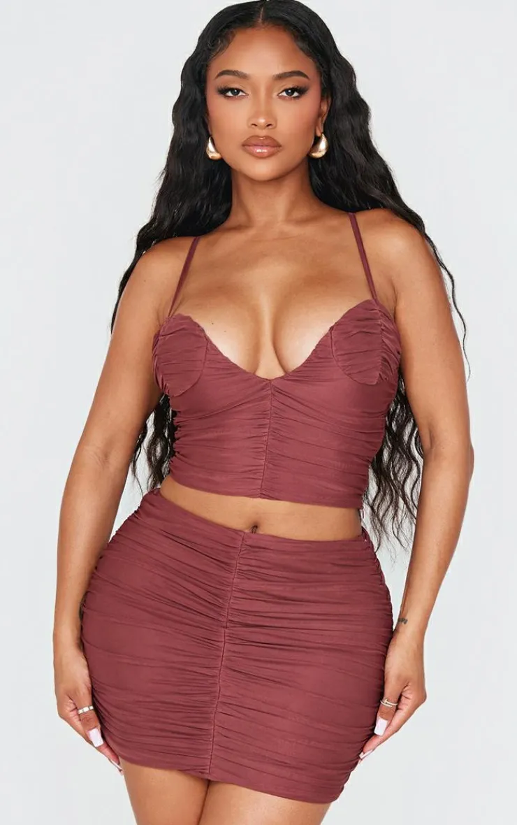 Shape Plunge Front Ruched Cami Top-PrettyLittleThing Online