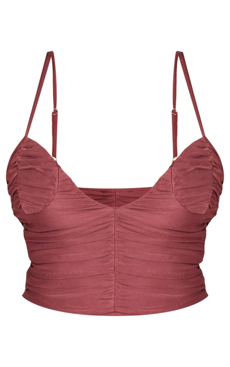Shape Plunge Front Ruched Cami Top-PrettyLittleThing Online