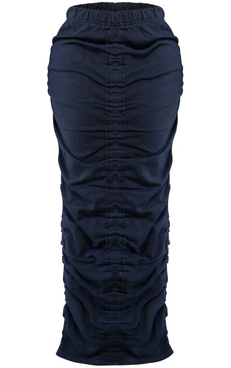 Clearance PrettyLittleThing Shape Ruched Front Sweat Maxi Skirt Charcoal