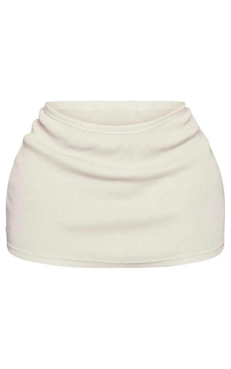 Outlet PrettyLittleThing Shape Heavy Rib Low Rise Micro Mini Skirt Cream