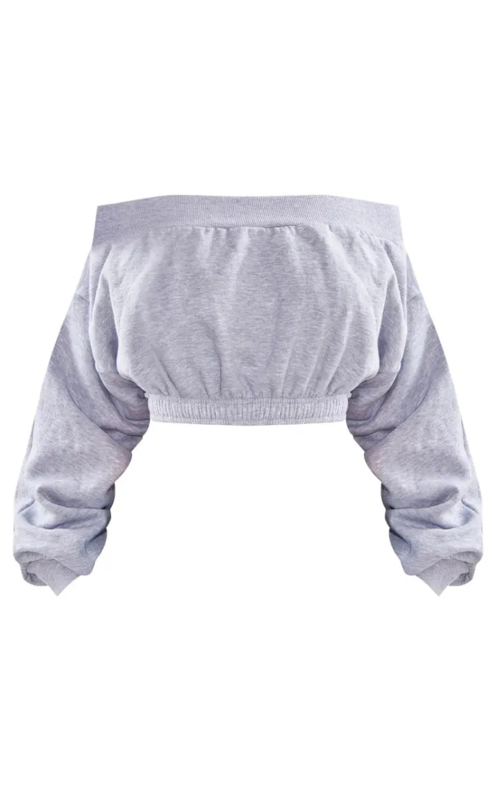 Shape Grey Bardot Ruched Detail Sweatshirt