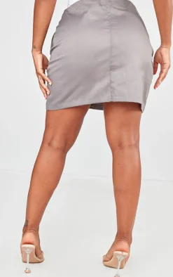 Shape Grey Cargo Fold Waistband Pocket Detail Mini Skirt