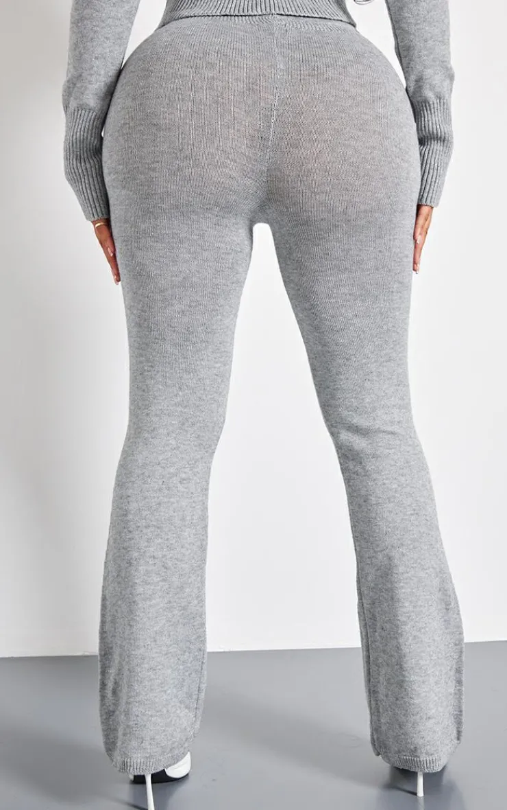Best PrettyLittleThing Shape Knitted Flare Pants Grey