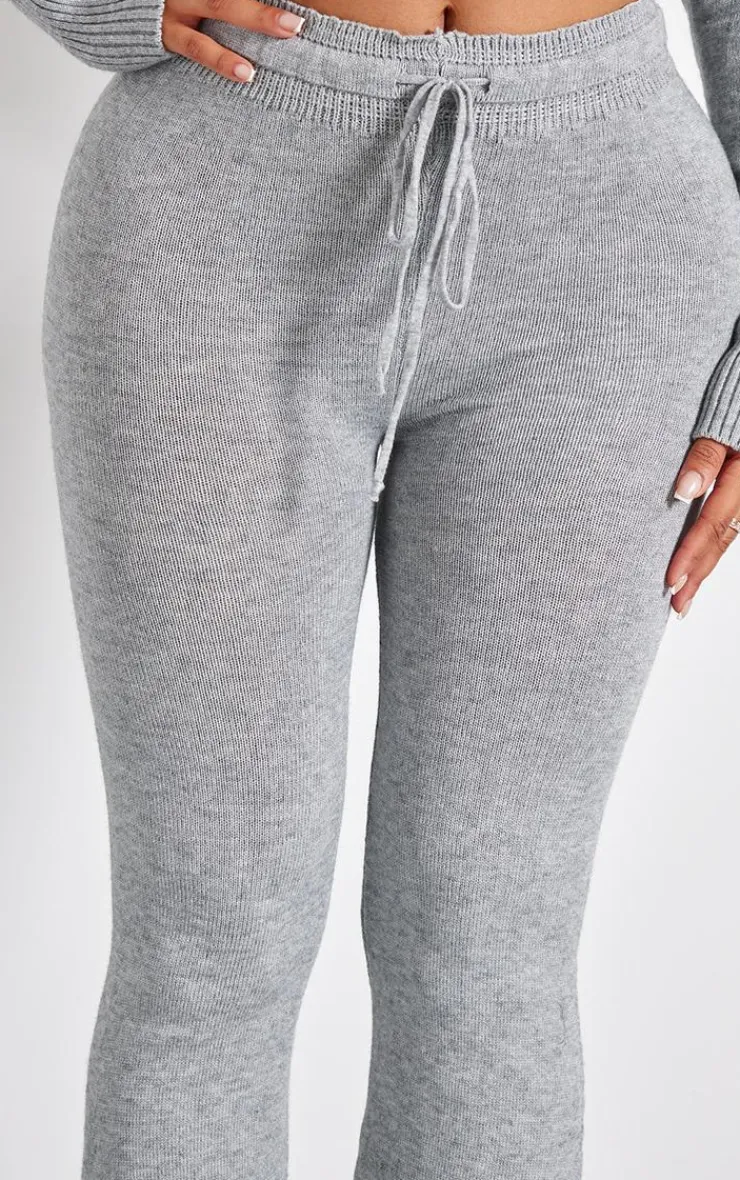 Best PrettyLittleThing Shape Knitted Flare Pants Grey