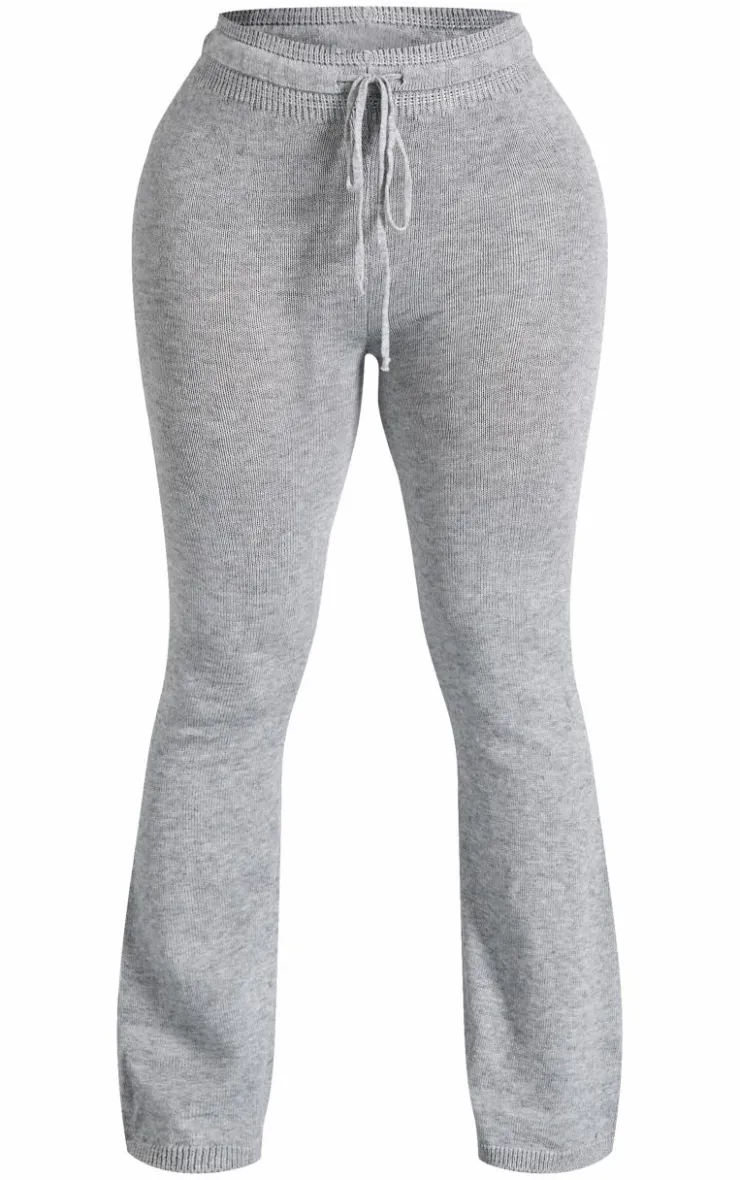 Best PrettyLittleThing Shape Knitted Flare Pants Grey