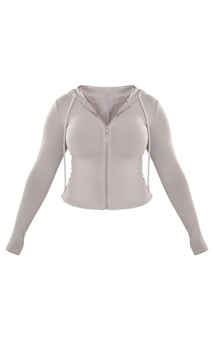 Outlet PrettyLittleThing Shape Sculpted Zip Through Hoodie Grey