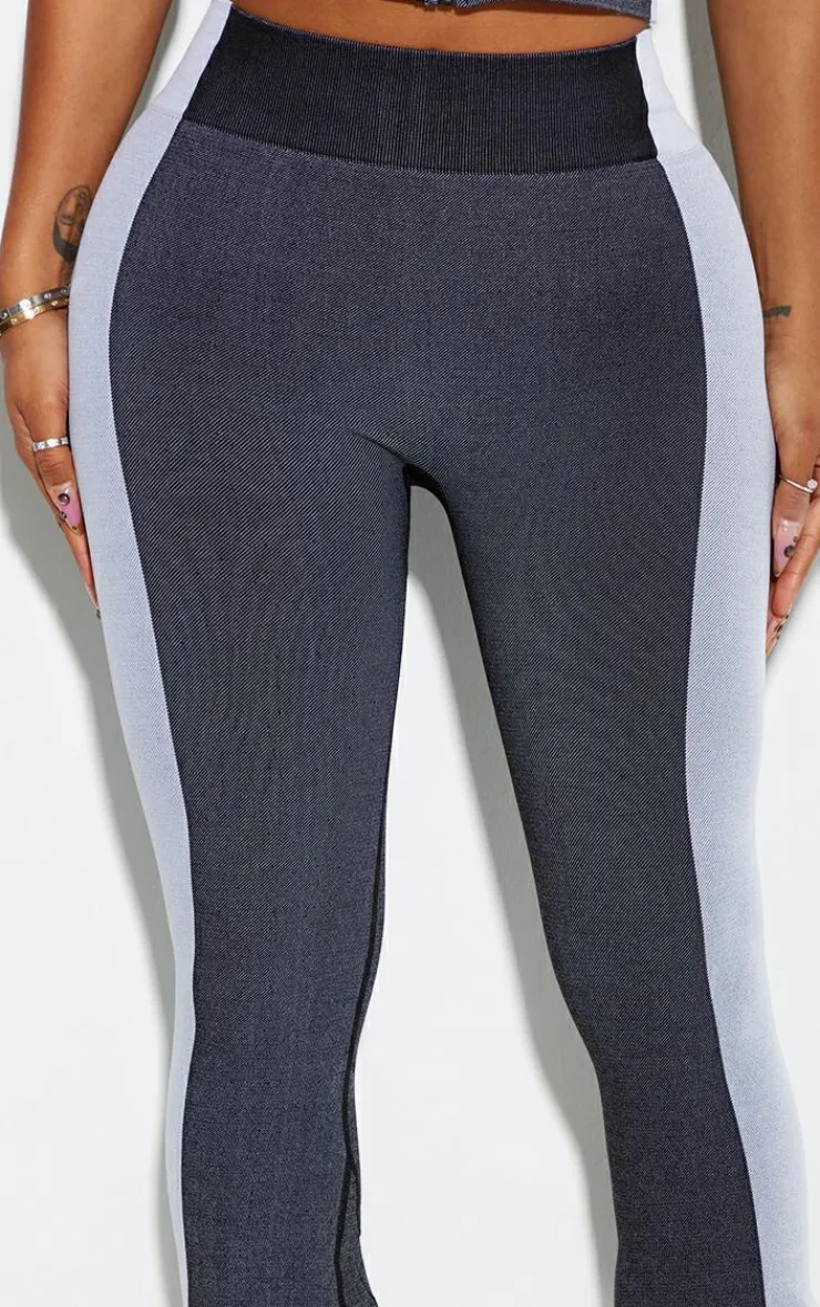 Online PrettyLittleThing Shape Grey Seamless Contrast High Waist Leggings White