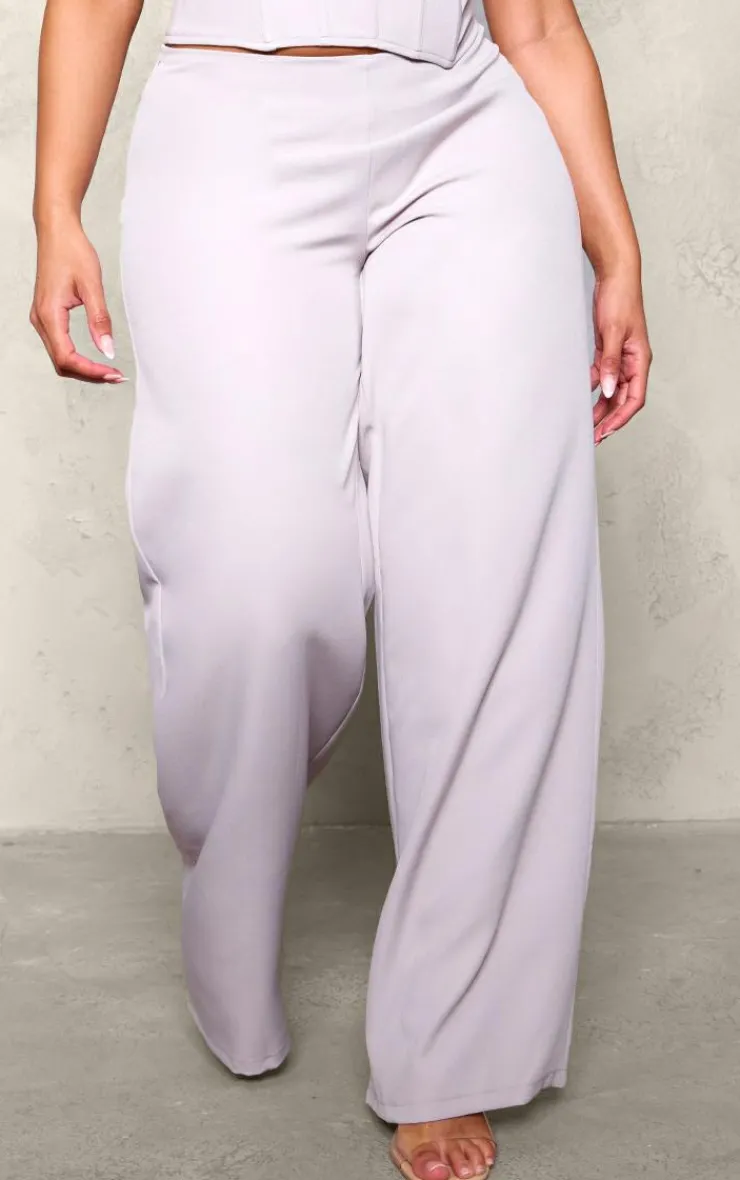 Best PrettyLittleThing Shape Woven Low Rise Wide Leg Pants Grey