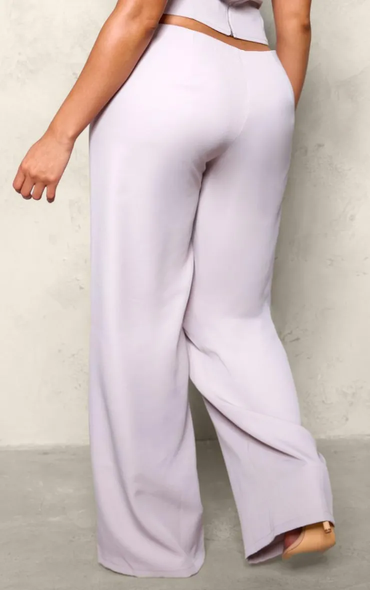 Best PrettyLittleThing Shape Woven Low Rise Wide Leg Pants Grey