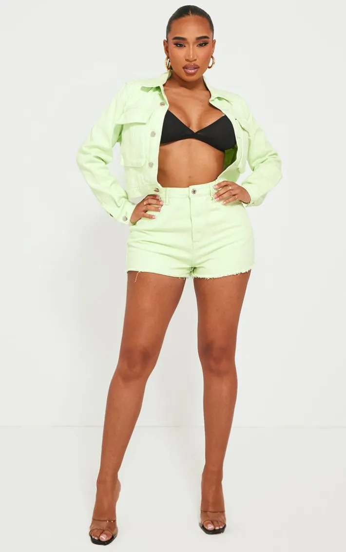 Shape Lime Denim Pocket Detail Cropped Jacket