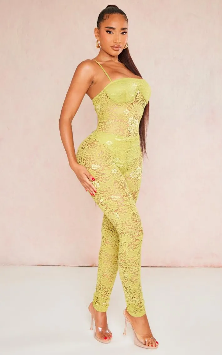 Shape Lime Lace Panties Insert Jumpsuit