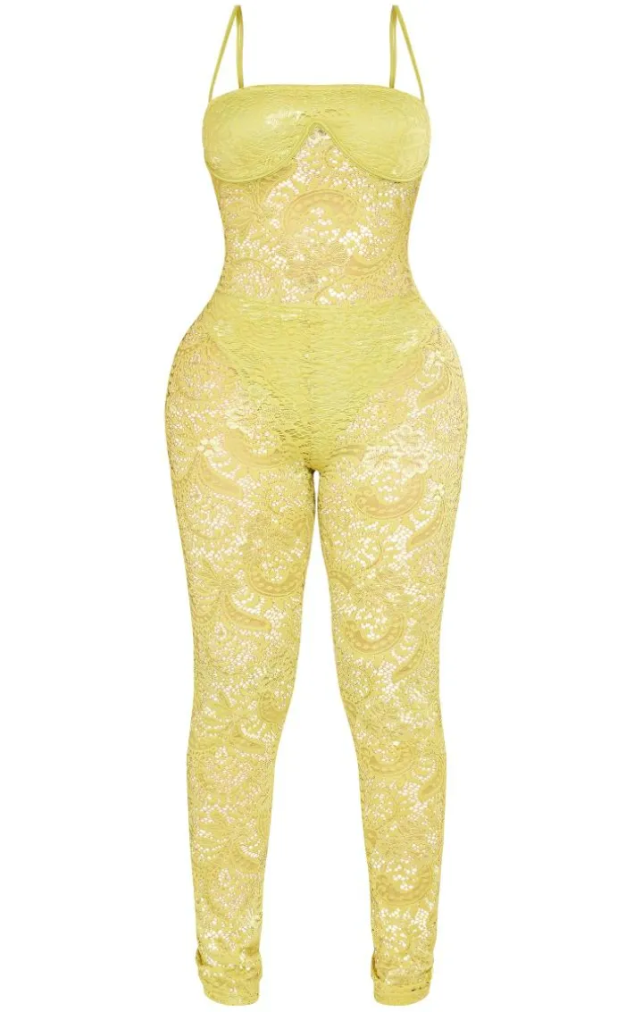 Shape Lime Lace Panties Insert Jumpsuit
