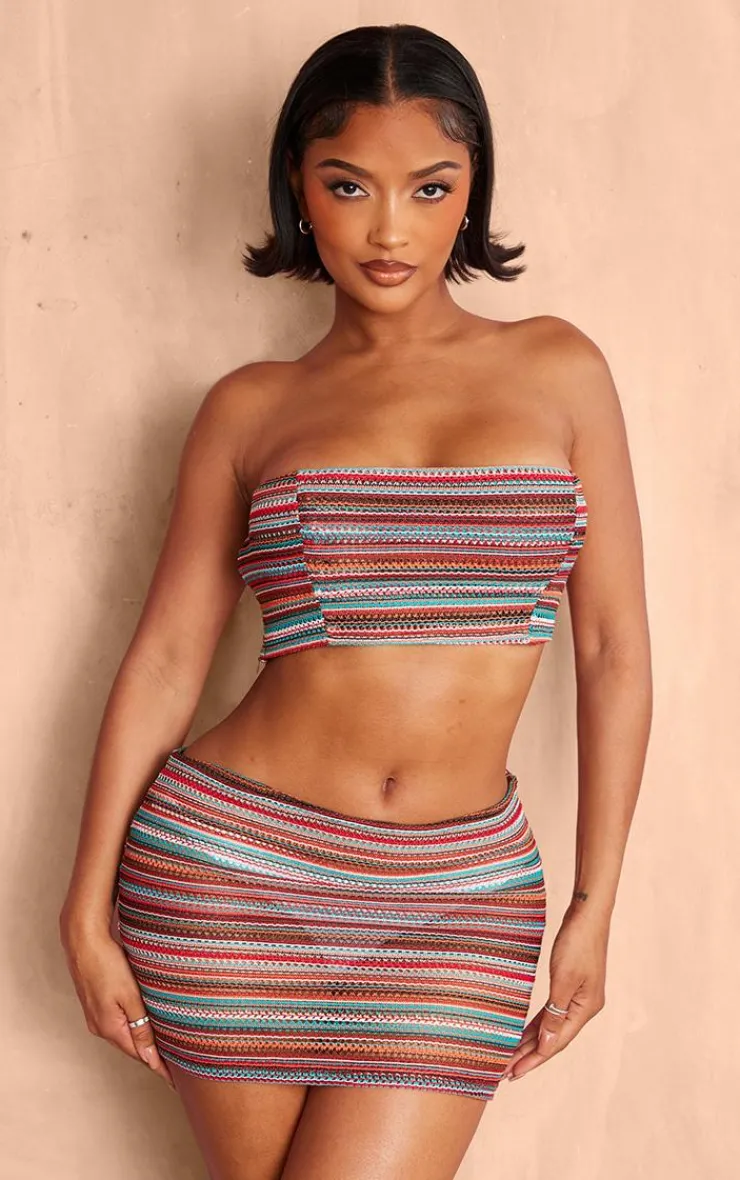New PrettyLittleThing Shape Multi Contrast Textured Bandeau Blue