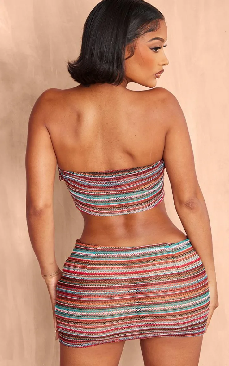 New PrettyLittleThing Shape Multi Contrast Textured Bandeau Blue