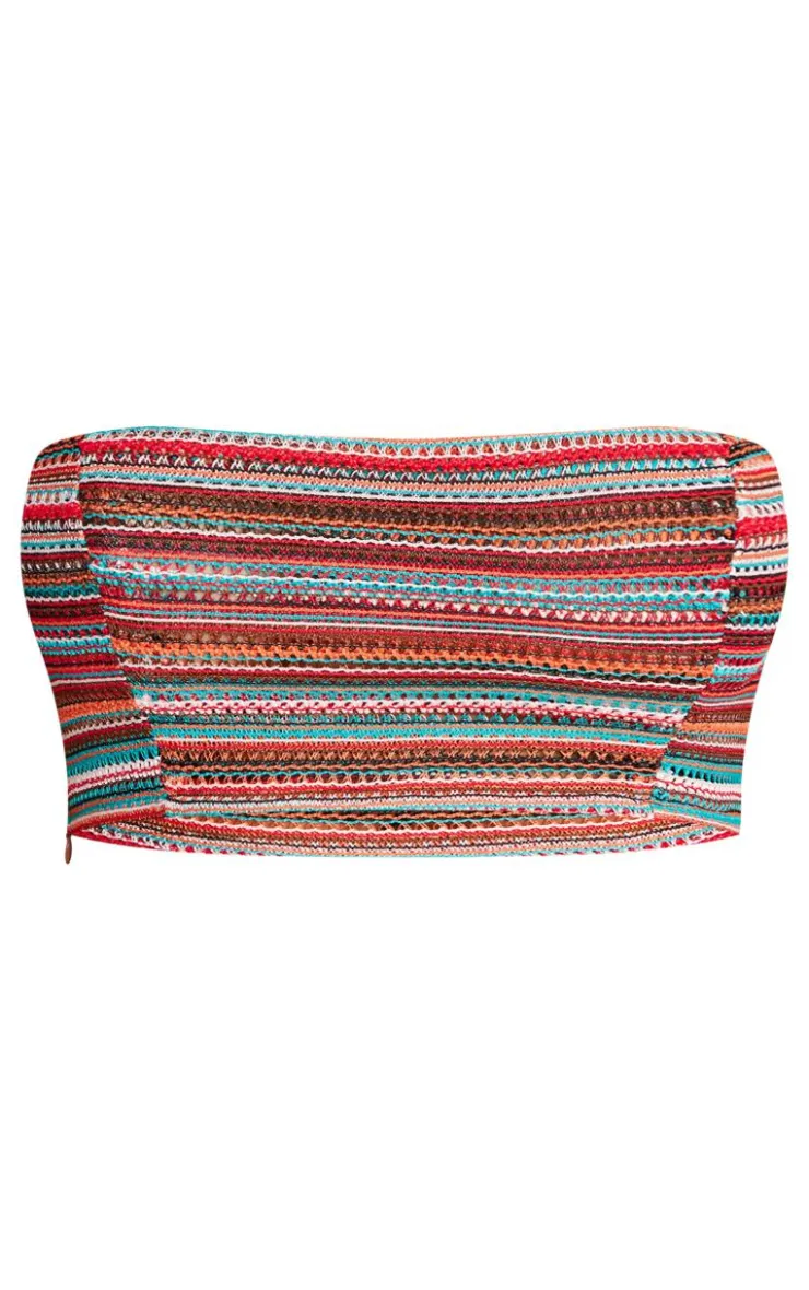 New PrettyLittleThing Shape Multi Contrast Textured Bandeau Blue