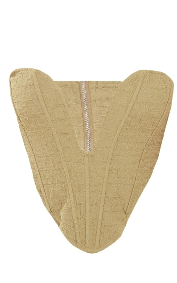New PrettyLittleThing Shape Textured Plunge Corset Olive
