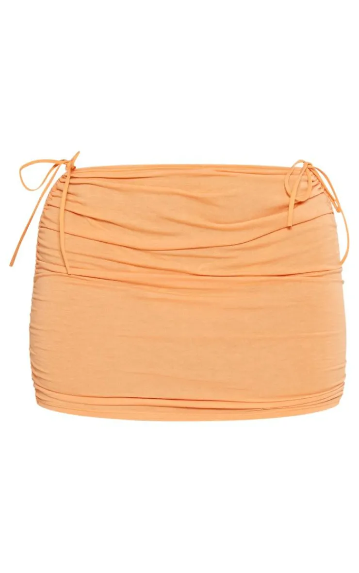 Online PrettyLittleThing Shape Contour Jersey Ruched Side Mini Skirt Orange