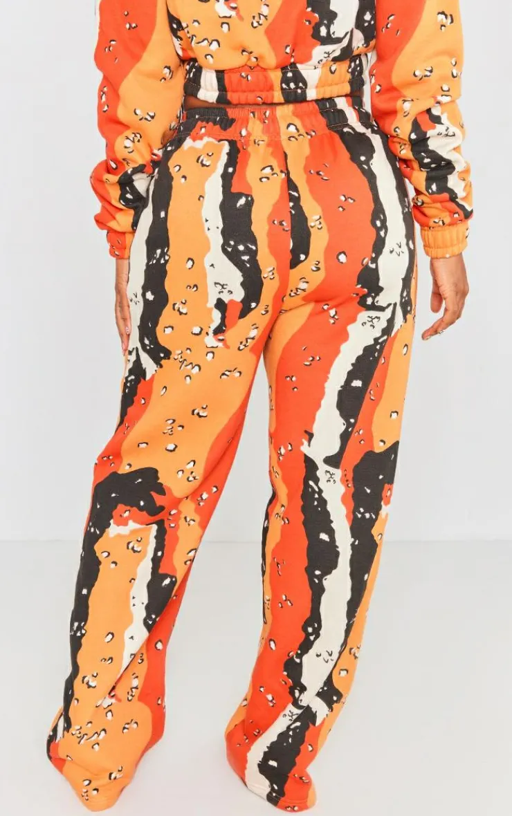 Outlet PrettyLittleThing Shape Straight Leg Camo Sweatpants Orange