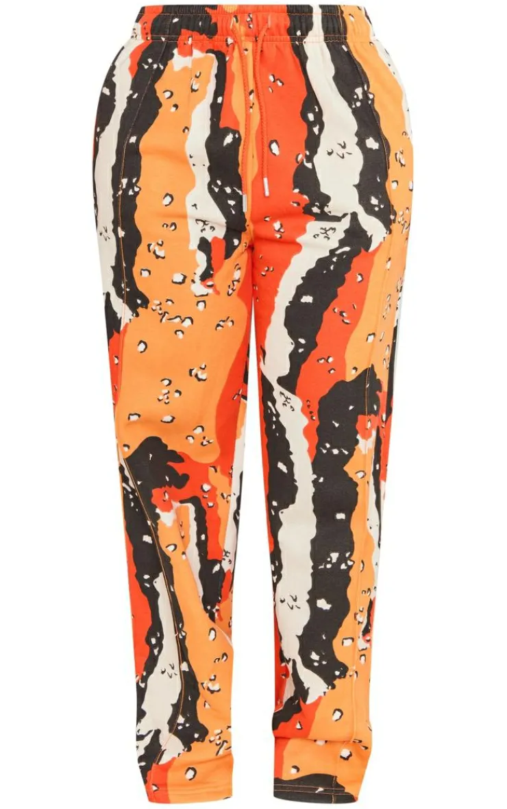 Outlet PrettyLittleThing Shape Straight Leg Camo Sweatpants Orange