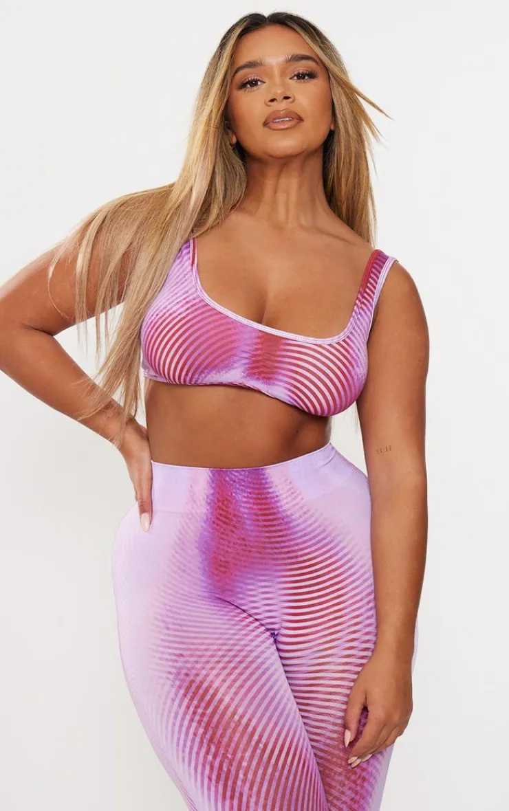 Discount PrettyLittleThing Shape Body Print Bralet Red