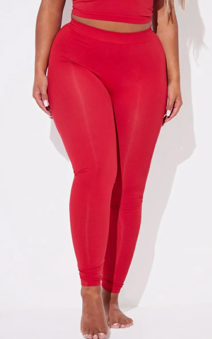 Discount PrettyLittleThing Shape Stretch Seamless Leggings Red