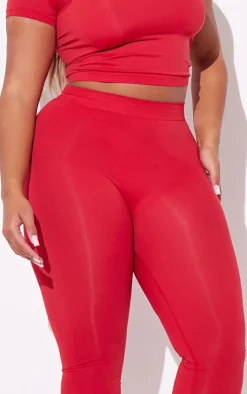Discount PrettyLittleThing Shape Stretch Seamless Leggings Red