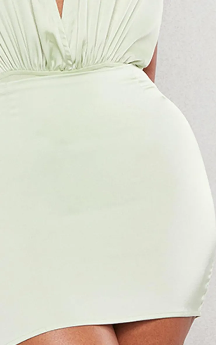 Best PrettyLittleThing Shape Satin Mini Skirt Sage Green