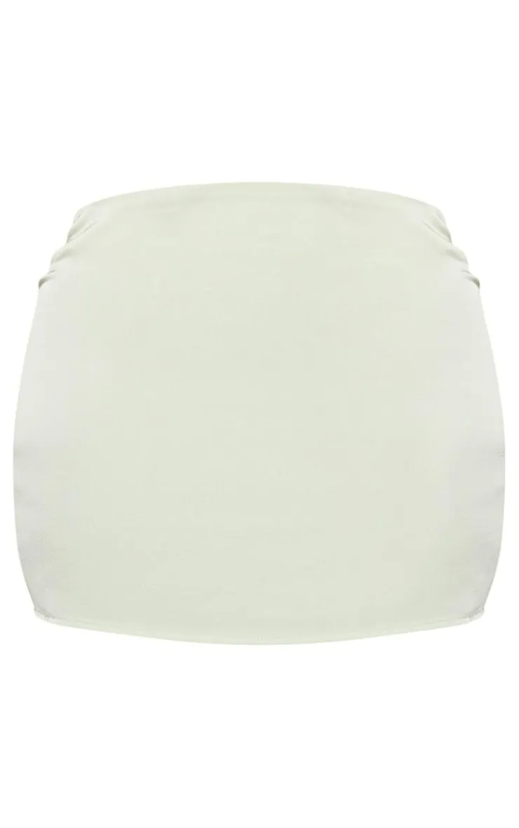 Best PrettyLittleThing Shape Satin Mini Skirt Sage Green