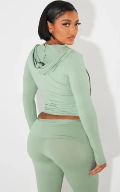 Best PrettyLittleThing Shape Sculpted Zip Through Hoodie Sage Green