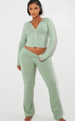 Best PrettyLittleThing Shape Sculpted Zip Through Hoodie Sage Green