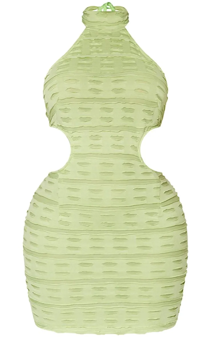 Shape Textured High Neck Backless Bodycon Dress-PrettyLittleThing Outlet