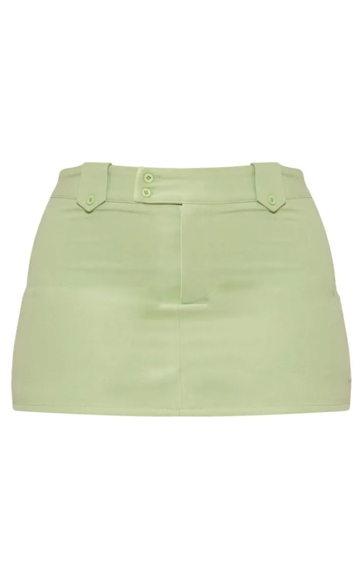 Online PrettyLittleThing Shape Woven Micro Mini Skirt Sage Green