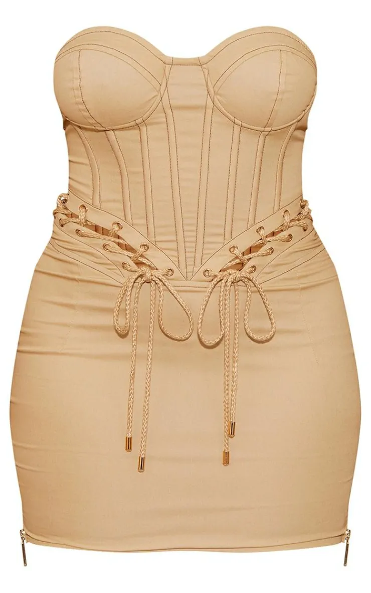Shape Rope Detail Lace Up Corset Bodycon Dress-PrettyLittleThing Online