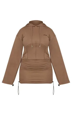 PrettyLittleThing Sweater Dresses*Shape Branded Corset Hooded Sweater Dress