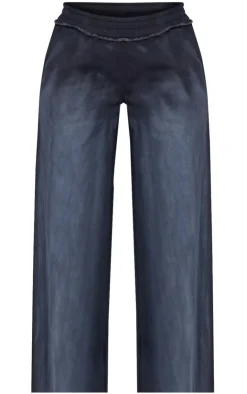 PrettyLittleThing Shape Distressed Waistband Wide Leg Sweatpants Washed Black
