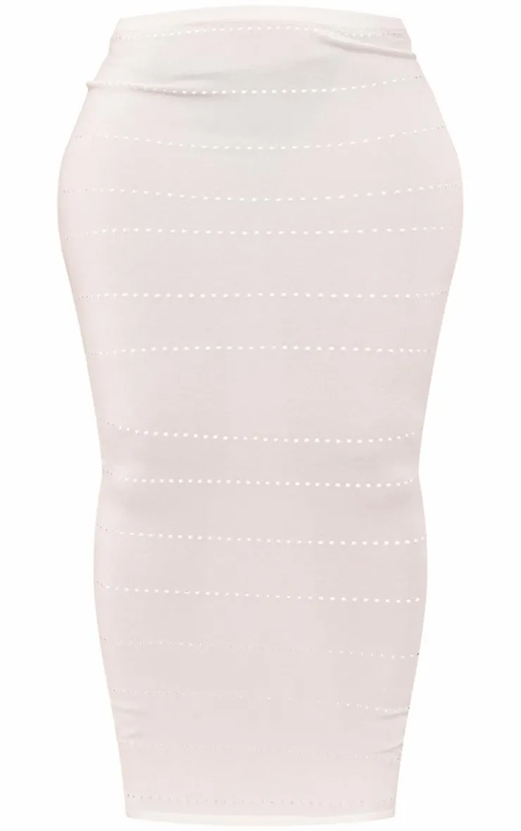 Discount PrettyLittleThing Shape Knit Low Rise Maxi Skirt White