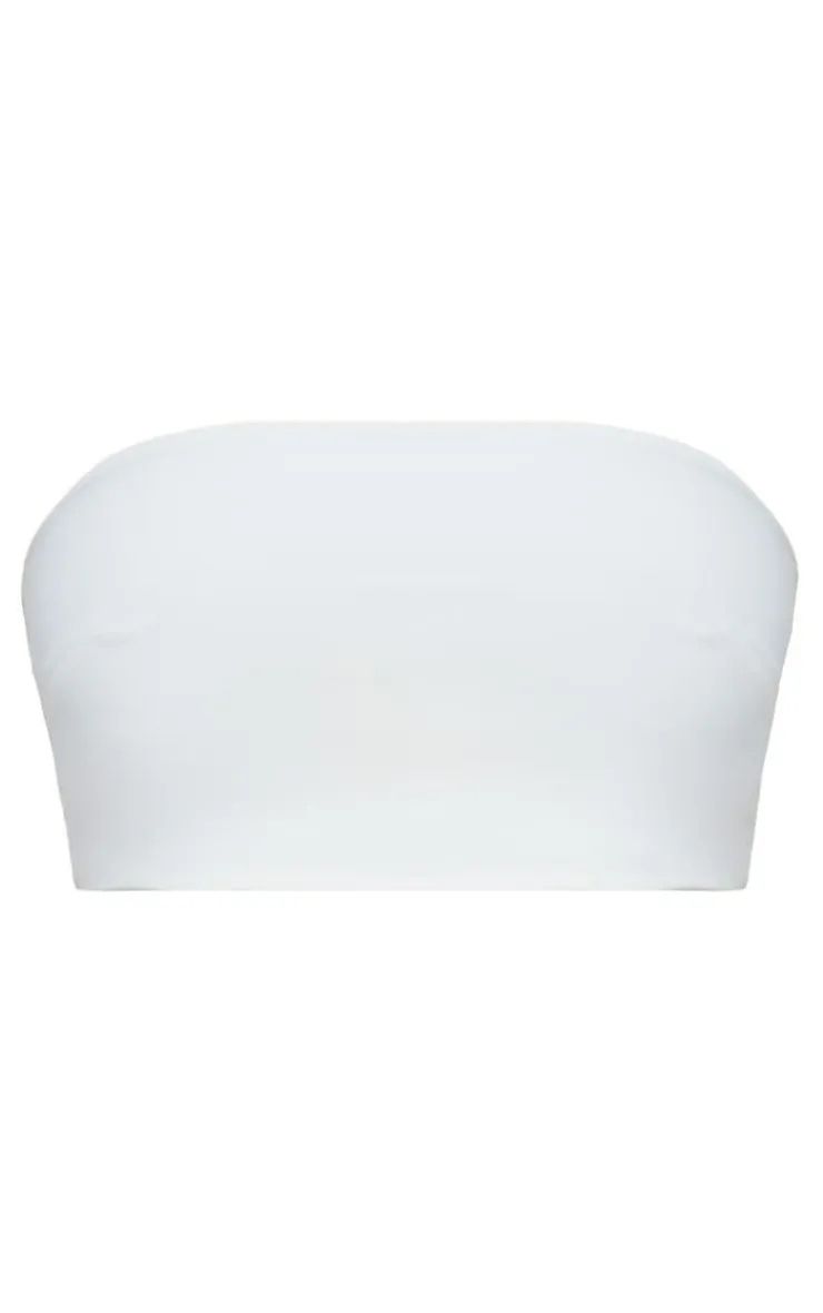 Hot PrettyLittleThing Shape Slinky Bandeau Top White