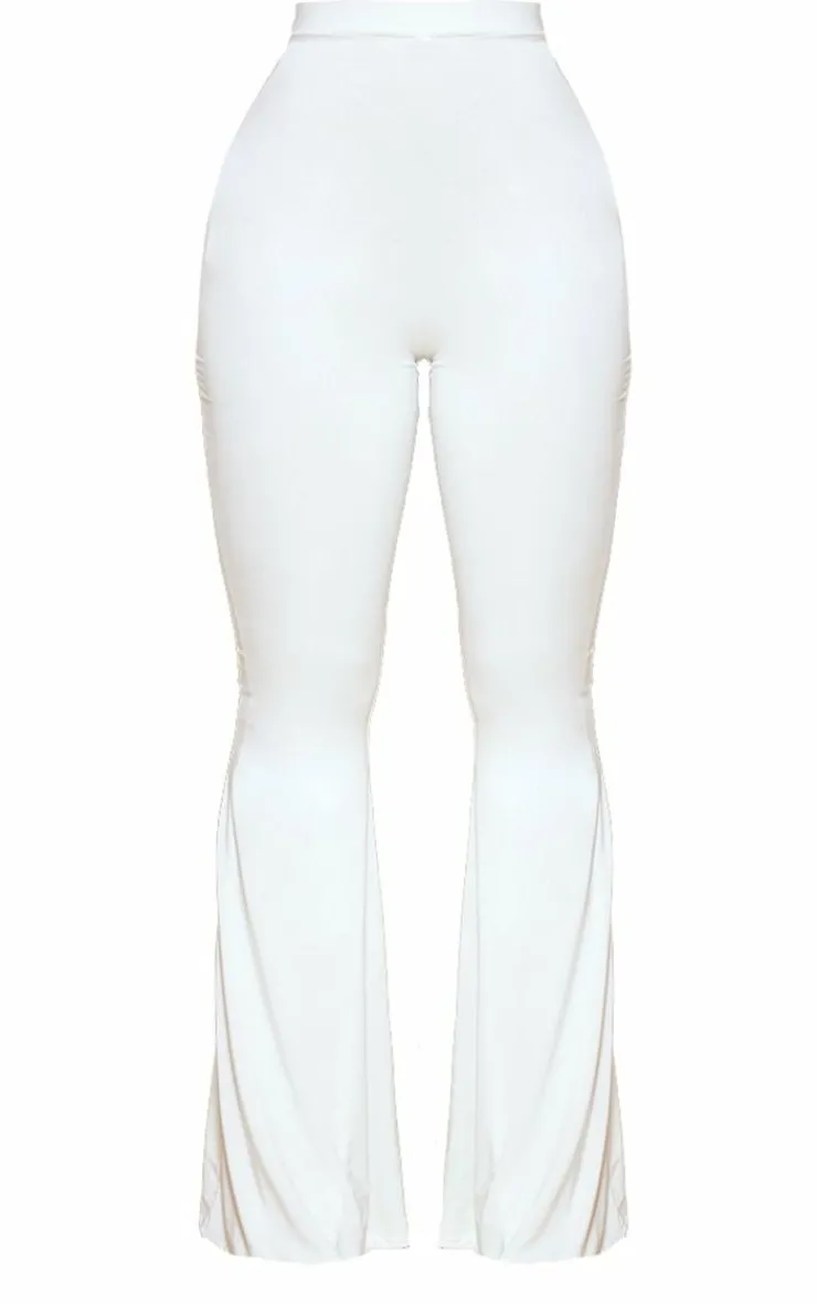 Online PrettyLittleThing Shape Slinky Flared Pants White