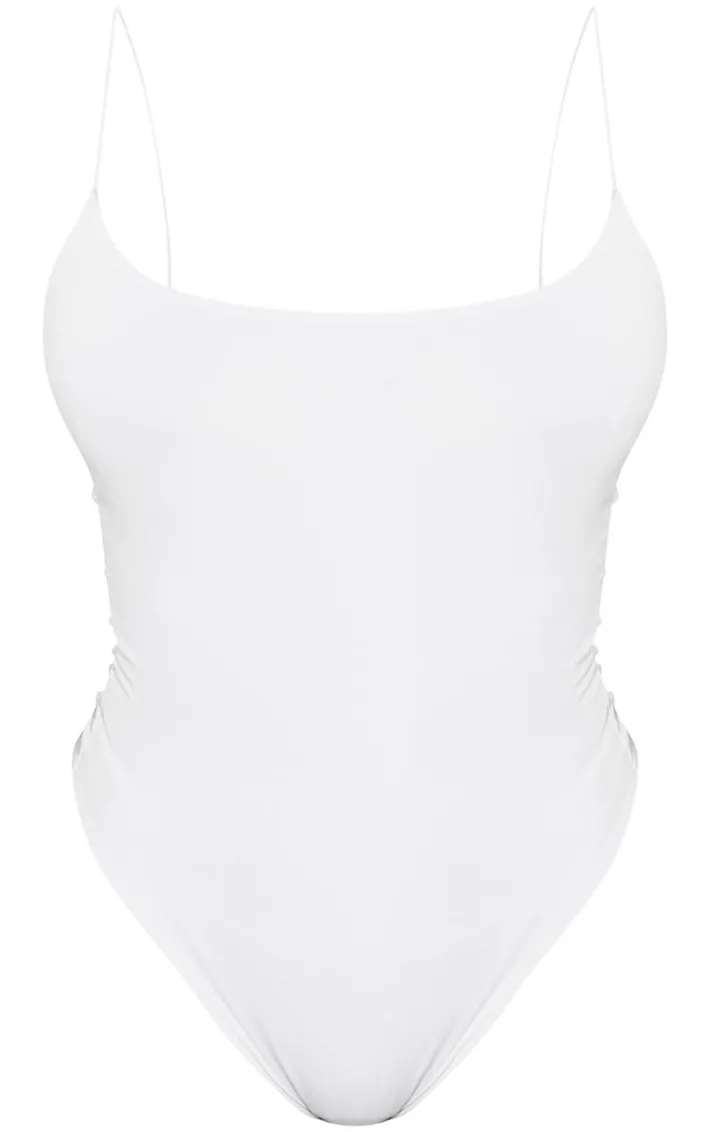 Shape White Slinky Spaghetti Strap Bodysuit