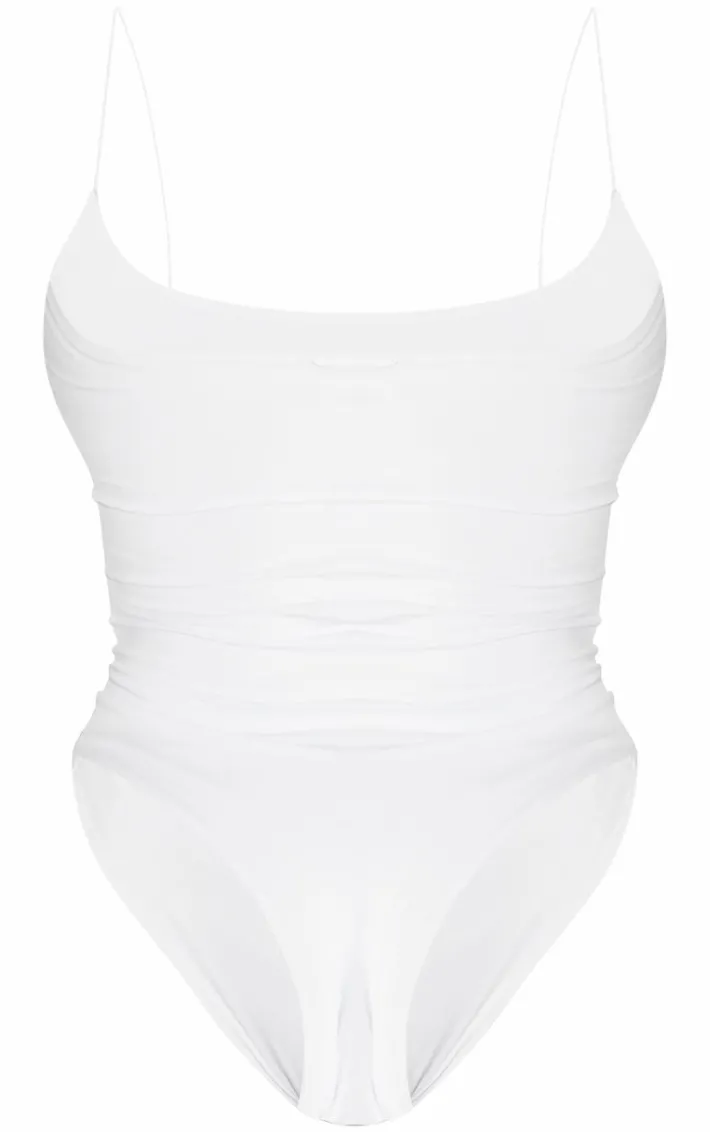 Shape White Slinky Spaghetti Strap Bodysuit
