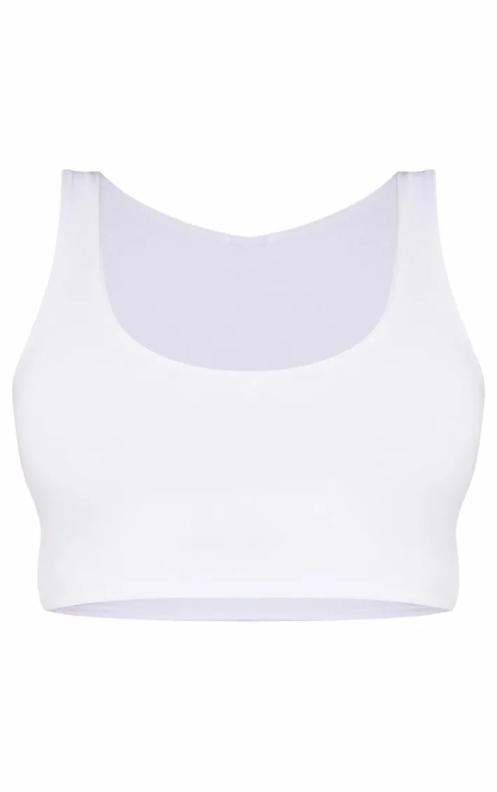 Shape White Slinky Square Neck Crop Top